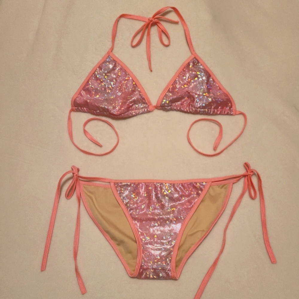 Cloris Murphy bikini, pink with sparkles, size large NWOT